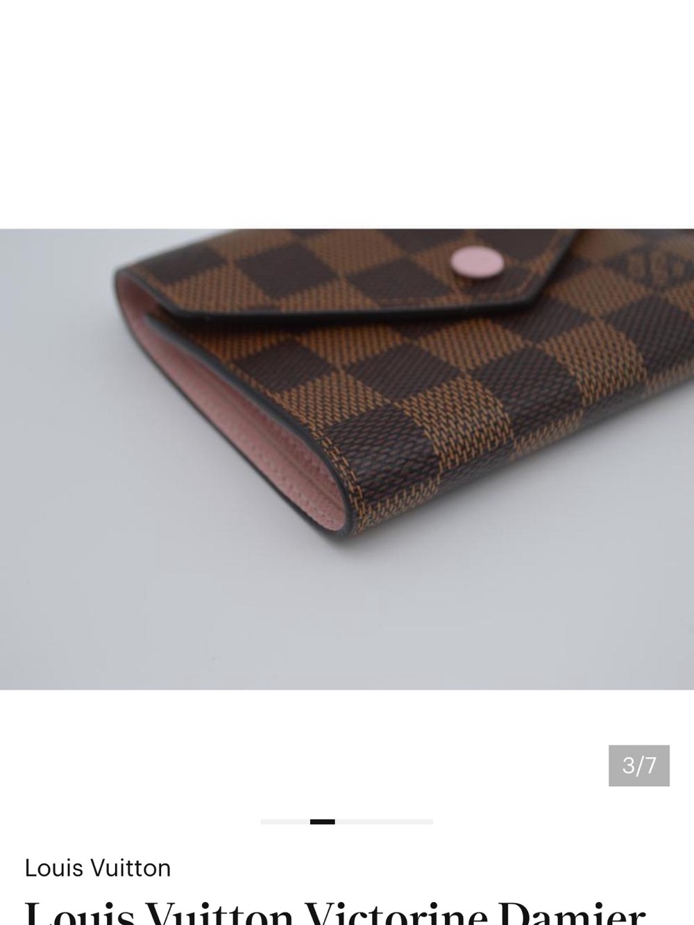 Louis Vuitton Brown victorine Damier Canvas Small Envelope Wallet pink - Picture 3 of 7